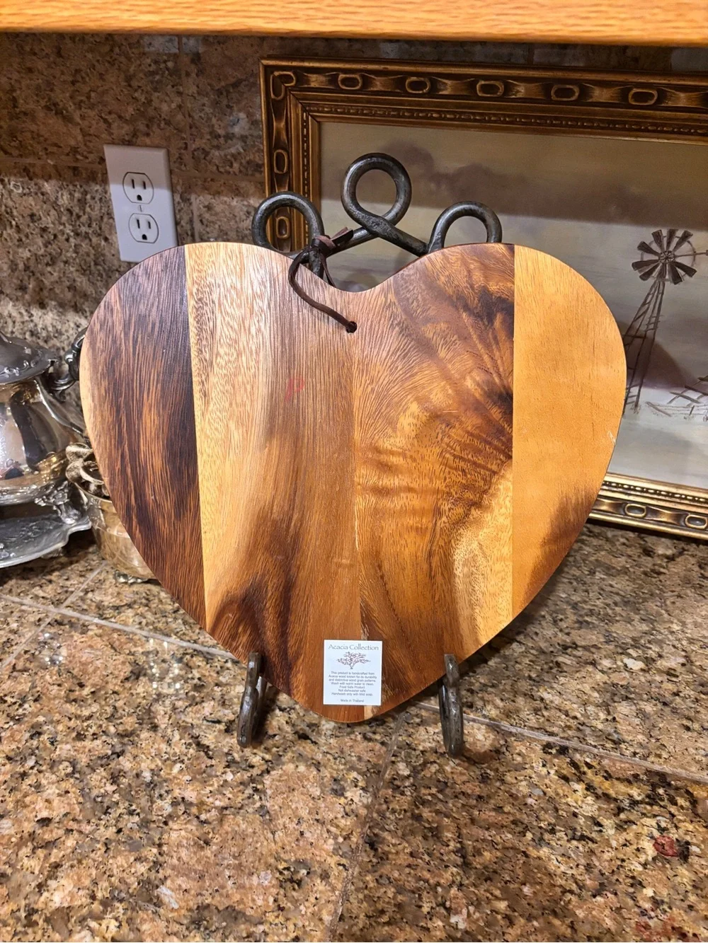 acacia swimwear Heart-Shaped Wooden Serving Board in Natural Brown Tones